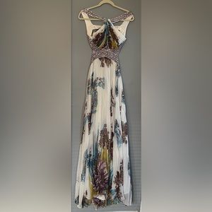 Elegant Backless White and Purple Dress